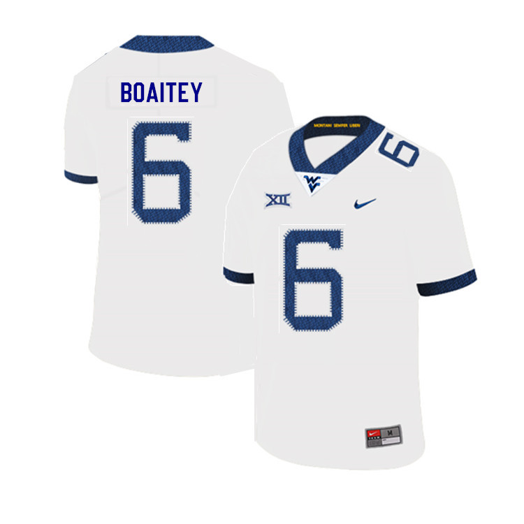 2019 Men #6 Michael Boaitey West Virginia Mountaineers College Football Jerseys Sale-White - Click Image to Close